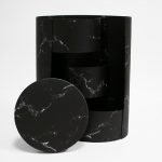 w7365 Black Marble Round 3 Tiers Triple Layer Flower Box
