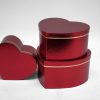 Red Set of 3 Heart Shape Flower Boxes