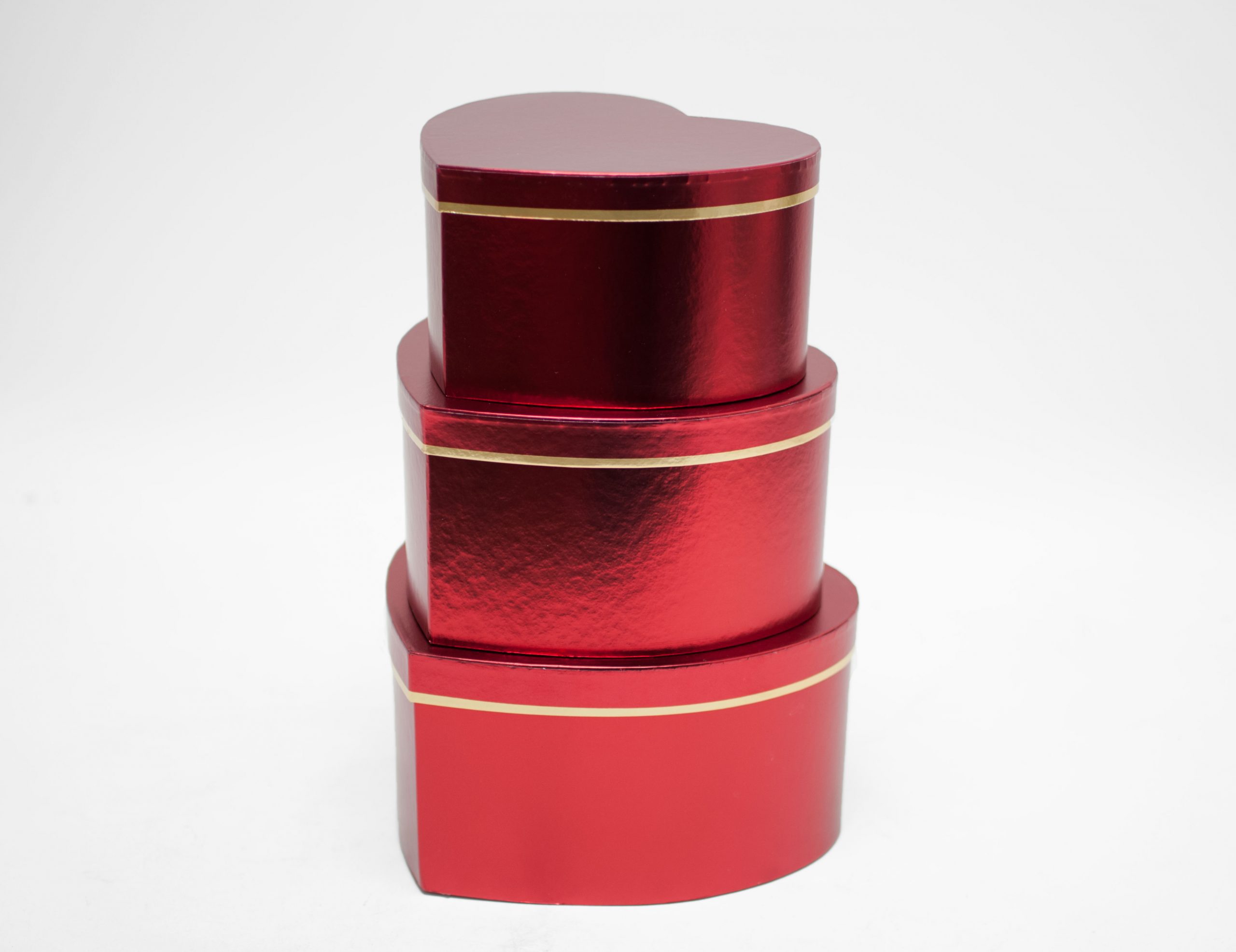 Red Set of 3 Heart Shape Flower Boxes