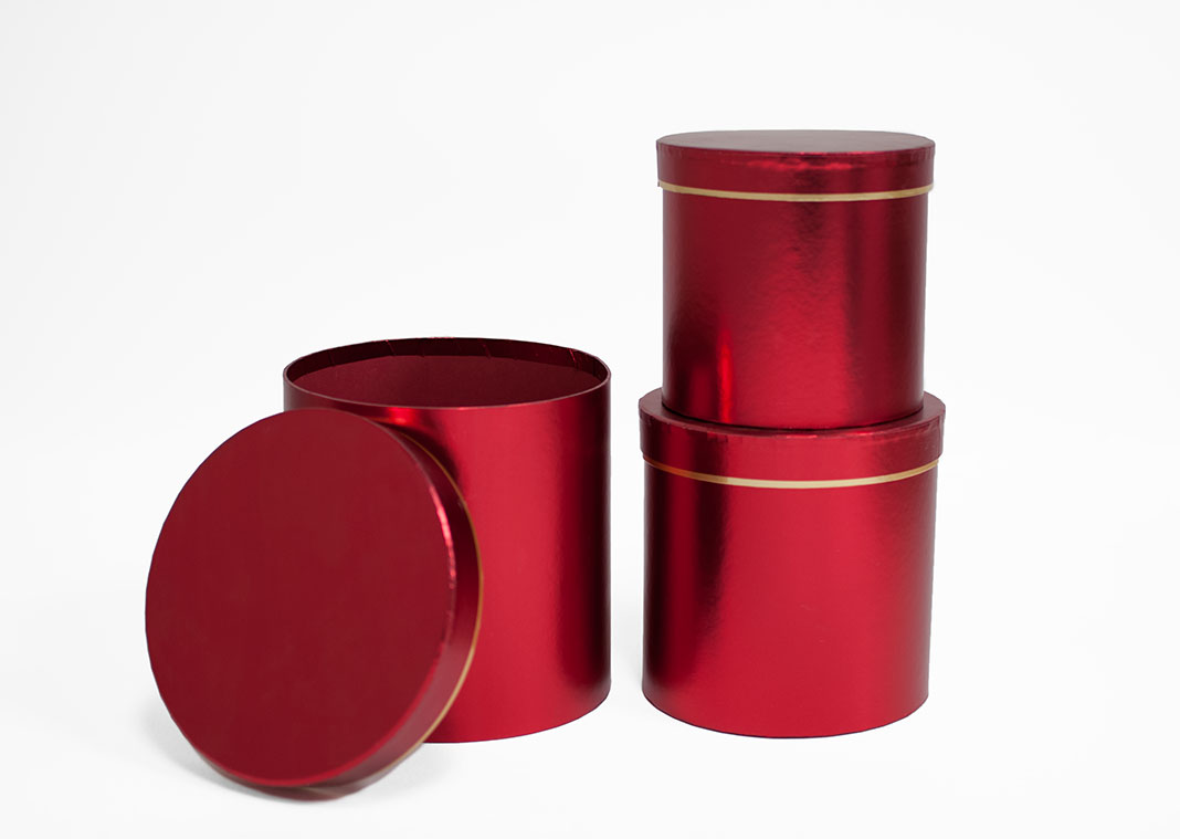 Red Round Flower Boxes set of 3 W7513 Red Round Flower Boxes set of 3 W7513