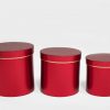 Red Round Flower Boxes set of 3 W7513