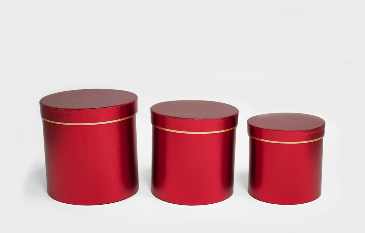 Red Round Flower Boxes set of 3 W7513 Red Round Flower Boxes set of 3 W7513