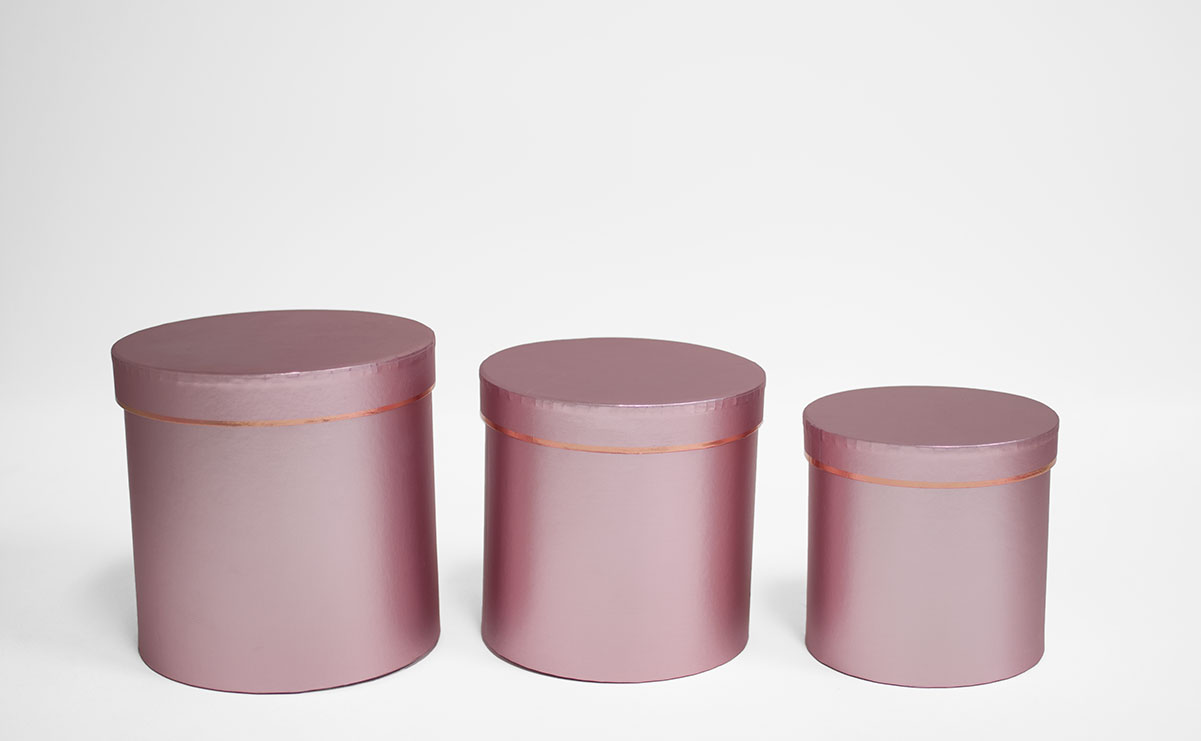 Rose Gold Round Flower Boxes set of 3 W7514