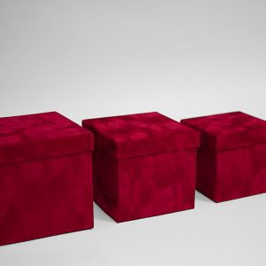 W7649 Red Set of 3 Velvet Square Flower Boxes