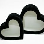 w7758 Black Velvet Heart Shaped Flower Box with Window Set of 2