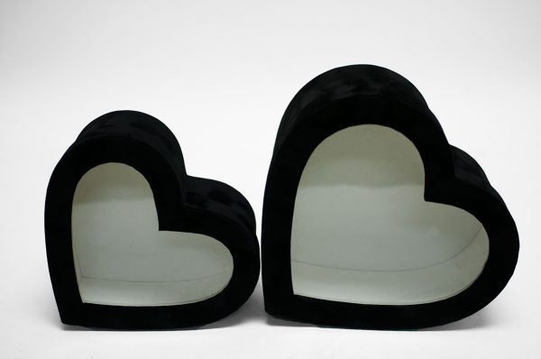 Black Velvet Set of 2 Heart Shape Flower Boxes