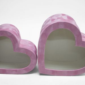 w7760 Pink Velvet Heart Shaped Flower Box with Window Set of 2