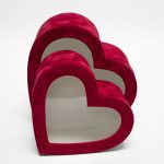 w7761 Red Velvet Heart Shaped Flower Box with Window Set of 2