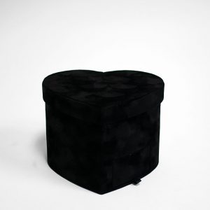 w7800 Black Velvet Heart Shaped Box with Drawer