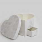 w7801 White Velvet Heart Shaped Box with Drawer