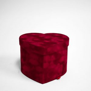 w7803 Red Velvet Heart Shaped Box with Drawer
