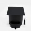 W7957 Black Graduation Cap Flower Box with Drawer