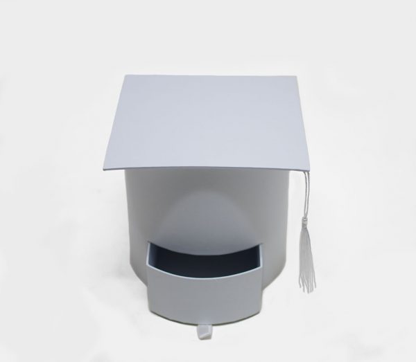 W7958 White Graduation Cap with Drawer