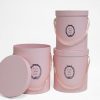 Pink Set of 3 Round Flower Boxes