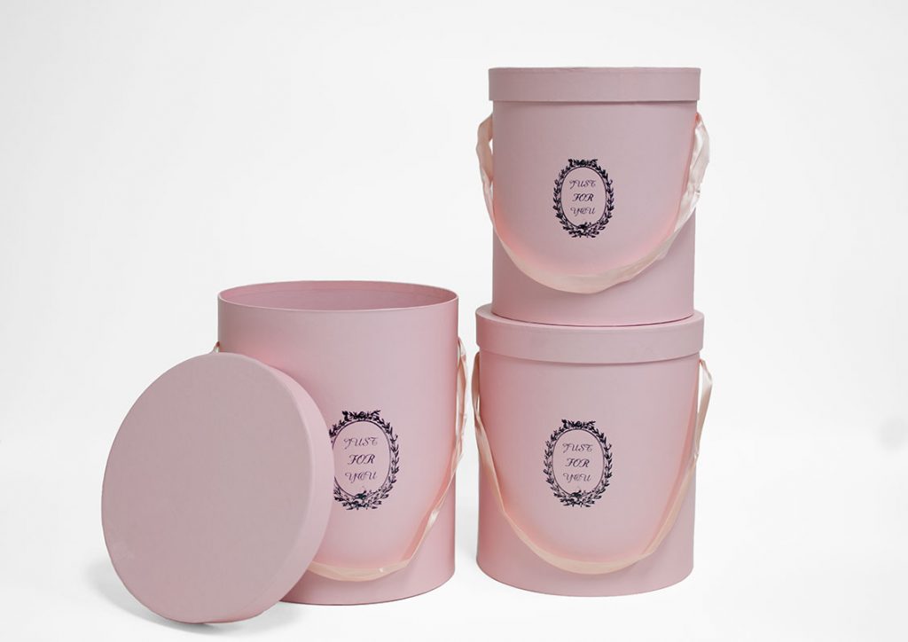 W9217 Pink Just For You Tall Round Flower Box Set of 3 D & E Floral Supplies