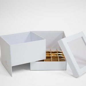 W9769 White Square Double Layer Flower Box With Window