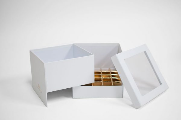 White Square Double Layer Flower Box With Window