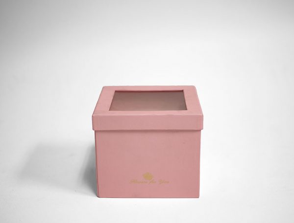 Pink Square Double Layer Flower Box With Window