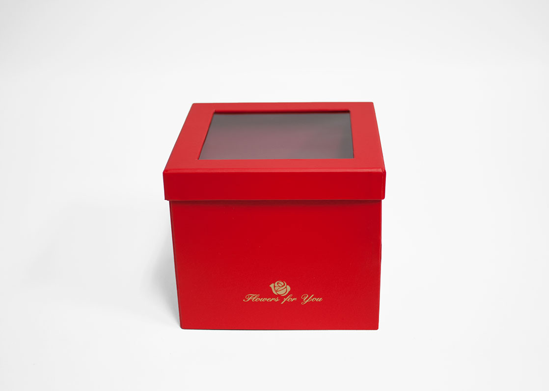W9771 Red Square Double Layer Flower Box With Window
