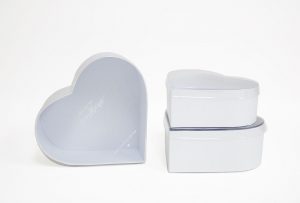 W9825 Clear Lid White Heart Shape Flower Box Set of 3