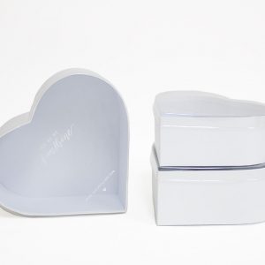 W9825 Clear Lid White Heart Shape Flower Box Set of 3