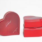 W9826 Clear Lid Red Heart Shape Flower Box Set of 3
