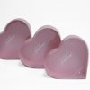 W9827 Clear Lid Pink Heart Shape Flower Box Set of 3
