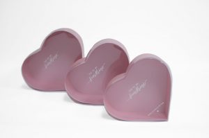 W9827 Clear Lid Pink Heart Shape Flower Box Set of 3