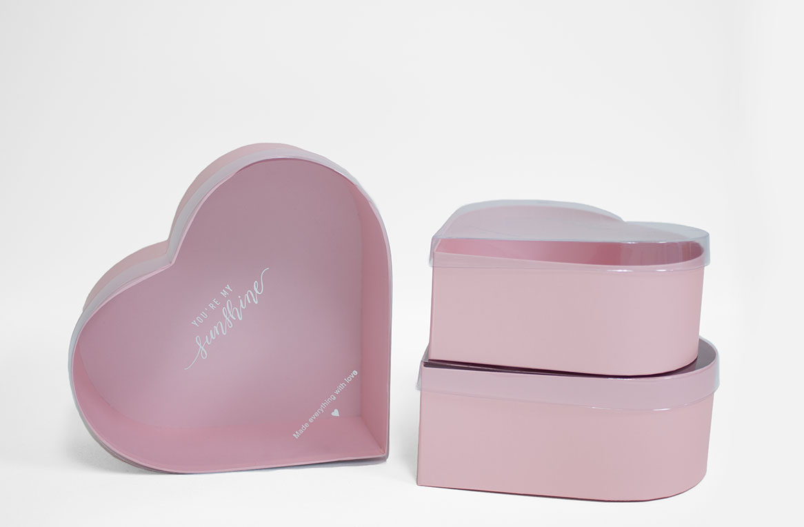 W9827 Clear Lid Pink Heart Shape Flower Box Set of 3 W9827 Clear Lid Pink Heart Shape Flower Box Set of 3