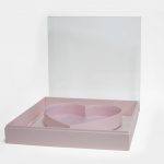 X Large Pink Transparent Hard Plastic Square Flower Box With Heart Shape In The Middle