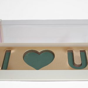 10571Beige Beige Acrylic I Love You Flower Box Comes With Liners and Foams