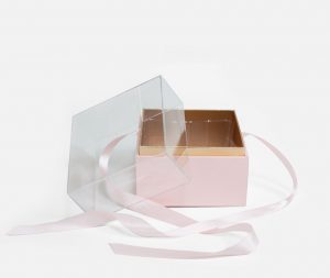 1131Apink Mini Pink Acrylic Square Flower Box