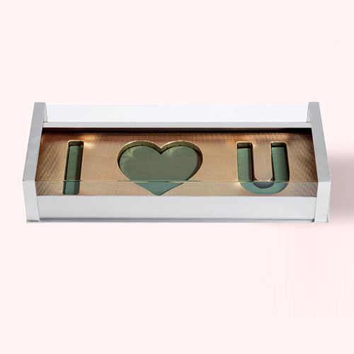 H-111 Silver Acrylic I Love You Flower Box Comes With Liners and Foams