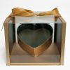 1119AGold Gold Acrylic Square Flower Box Tilted Heart Center And Drawer
