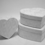 W7230 White Velvet Heart Shaped Box Set of 3