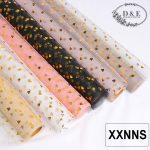 Gold Heart Printed Flower Wrap Mesh 20inch x 15feet