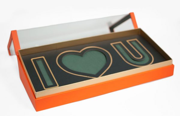 Orange Acrylic I Love You Flower Box Comes With Liners and Foams