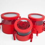 W6789 Red Set of 3 Round Flower Boxes With Window