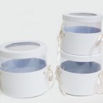 W6787 White Set of 3 Round Flower Boxes With Window