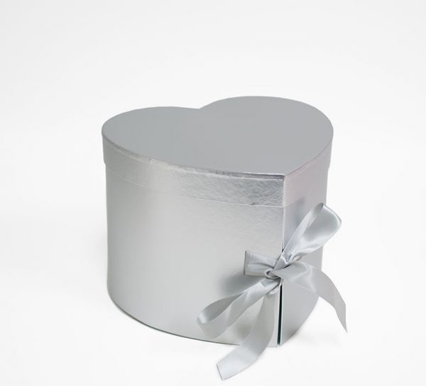 W7492 Silver Heart Shape Flower Box (Two-Layers)