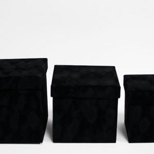 W7646 Black Set of 3 Velvet Square Flower Boxes