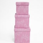 W7648 Pink Set of 3 Velvet Square Flower Boxes