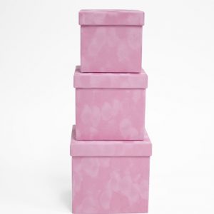 W7648 Pink Set of 3 Velvet Square Flower Boxes