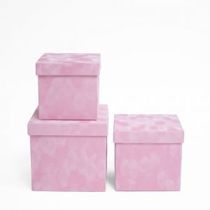 W7648 Pink Set of 3 Velvet Square Flower Boxes