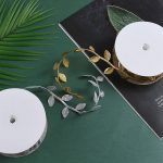 Gold or Silver Leaves Ribbons 1.8inch x 30feet