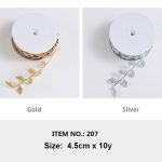 Gold or Silver Leaves Ribbons 1.8inch x 30feet