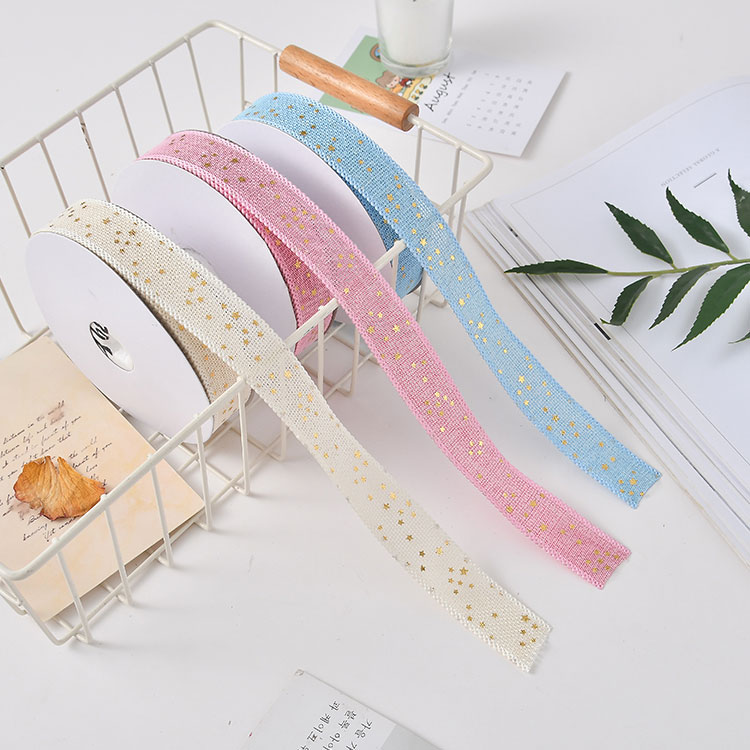 313190-1 1 Inch Ribbons With Gold Stars