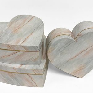 W6746 Blush Marble Set of 3 Heart Shape Flower Boxes