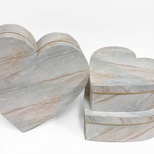 W6746 Blush Marble Set of 3 Heart Shape Flower Boxes