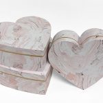 W6747 Rose Marble Set of 3 Heart Shape Flower Boxes